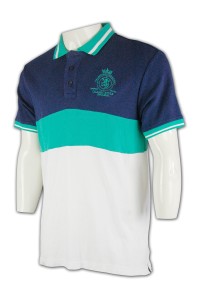 P400團體班衫訂做 扁機撞色 馬球衫 欖球衫 1間 團體班衫設計    白色   撞色湖綠色、寶藍色